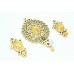 Fashion white Crystal Polki stone wedding jewelry Pendant earring Gold Plated